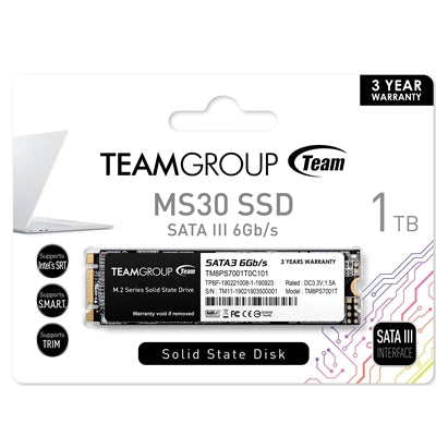 Team MS30 1TB M.2 SATA SSD - 530MB/s Read - Compact Storage Team MS30 1TB M.2 SATA SSD - 530MB/s Read - Compact Storage